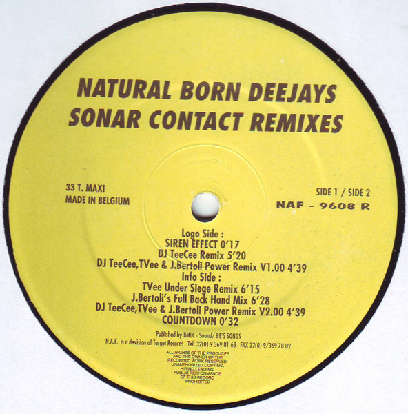 Natural Born Deejays – Sonar Contact Remixes (Vinyl 12" 33 ⅓ RPM Maxi-Single, 1998)