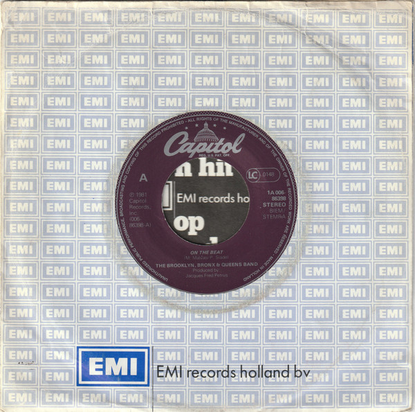 The Brooklyn, Bronx & Queens Band – On The Beat (Vinyl 7" 45 RPM Single Stereo, 1981)