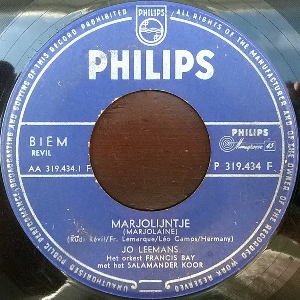 Jo Leemans – Marjolijntje (Vinyl 45 RPM 7" Single, 1958)