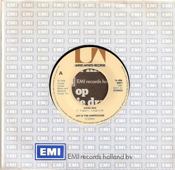 Jay & The Americans – Cara Mia (Vinyl 7" 45 RPM Single Stereo, 1980)